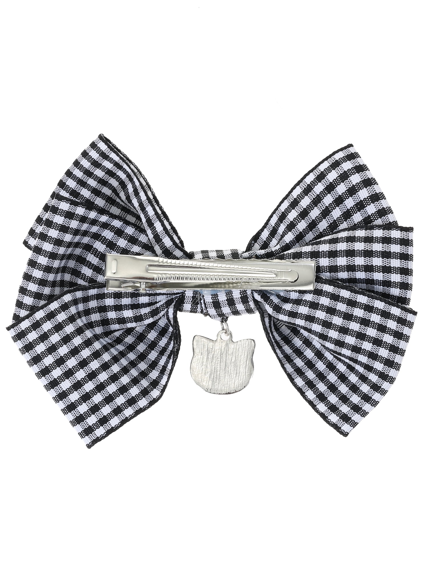 Way to Celebrate Halloween Women's Black Cat Gingham Bow Hair Clip, Multicolor, 1 Piece, Alligator Hair Clip