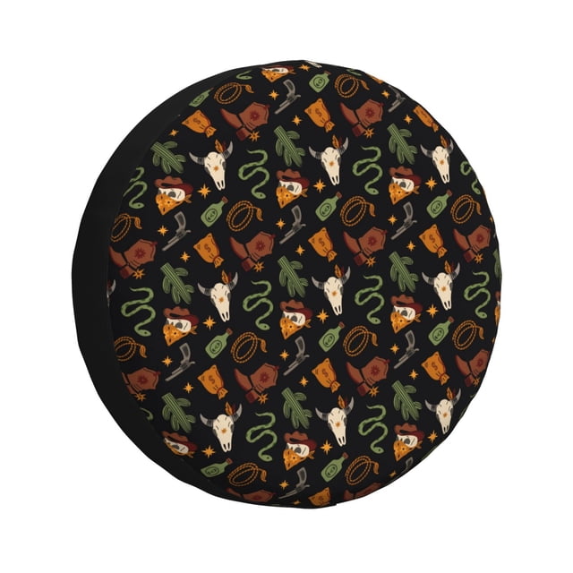 Fotbe Wild West Cowboy Funda de Llanta de Repuesto con Estampado, Engrosada, Ajuste Universal para Jeep, Remolque, RV, SUV, Camión-14 inch