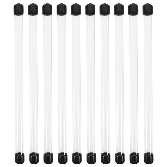 OUNONA Clear Rigid Plastic Tube for DIY with Black Caps Made of Acrylic PC for Storage and Craft Projects 10pcs