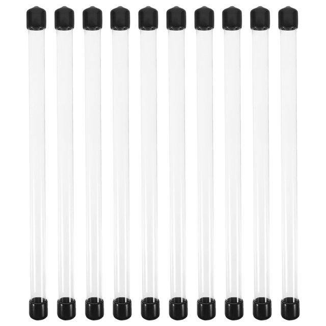 KAKOWELY 10 Pcs Tube Rigide Transparent Rond en Plastique avec Bouchons Noirs Bâtons d'Encens Tube en Polycarbonate pour Projets de Bricolage Tuyau d'Eau, 9.25x"X0.59"X0.59 Pouces