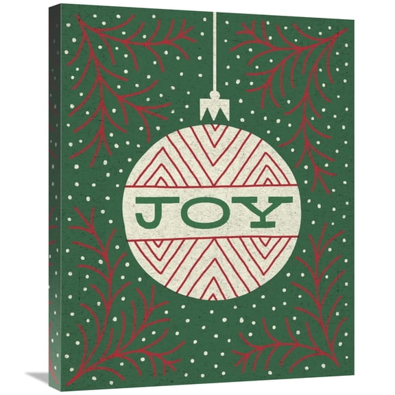 Global Gallery's 'Jolly Holiday Ornaments Joy' By Michael Mullan Stretched Canvas Wall Art