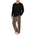 thumbnail image 6 of VV AVEORS Mens Pajama Set Long Sleeve Soft Sleepwear Loungewear Pjs Tops Plaid Pants With Pockets 2 Piece Holiday Sleepwear Earthy Yellow 2XL, 6 of 8