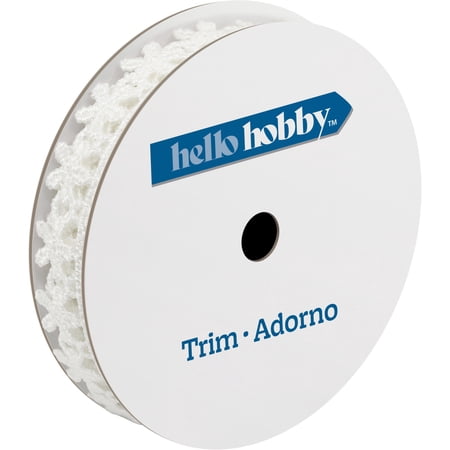 Hello Hobby White Daisy Edge Lace Sewing Trim, 1/2 in x 3 yd
