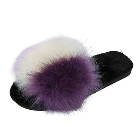 

Women s Color Matching Pen-Toe Solid Color Warm Flat Cotton Slippers