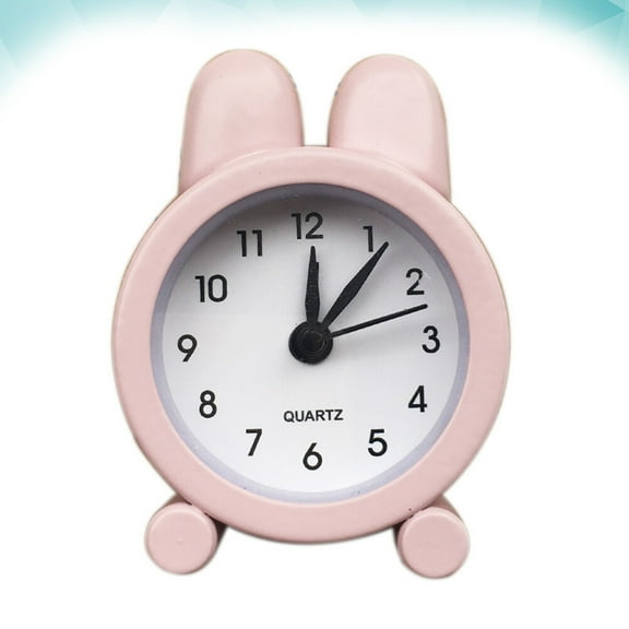 FUEENIRVA Pink Rabbit Ear Desktop Alarm Clock Design Easy to Set 1Pc