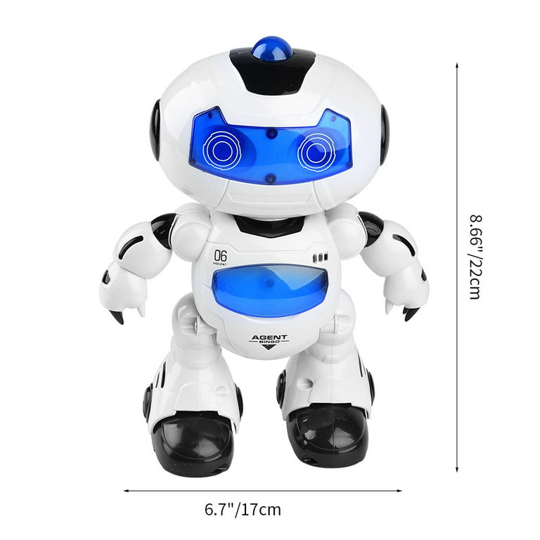 Lvelia Robot Toy for Kids, Intelligent Electronic Walking Dancing RC Robot Toys with Flashing Lights and Music, Blue