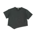 thumbnail image 1 of Kids Irregular Hem T Shirts Solid Loose Fit Short Sleeve Casual Tops 1-7Y, 1 of 6
