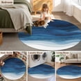 thumbnail image 5 of Round Rugs 5Ft, Navy Blue Ombre Round Area Rug Washable Indoor Throw Carpet, Modern Moire Gradient Watercolor Soft Non Slip Circle Rug for Cabinet Bathroom Home Decor Aesthetic, 5 of 8