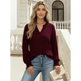 thumbnail image 4 of OALUXE Blouses for Women Long Sleeve Shirts V Neck Smocked Cuffs Tunic Tops, 4 of 7
