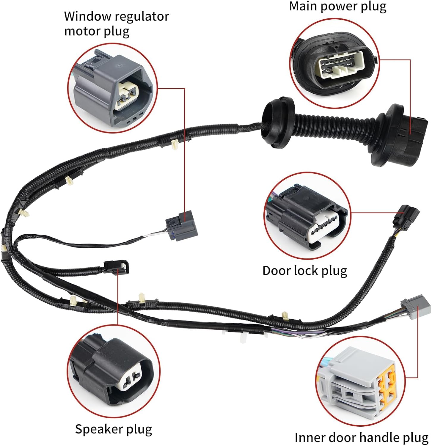 Rear Driver Side Door Jumper Wire Assembly 2009-2014 Compatible with Ford F150 Crew Cab Replaces 9L3Z-14631-CAA Rear Door Wiring Harness (Left)