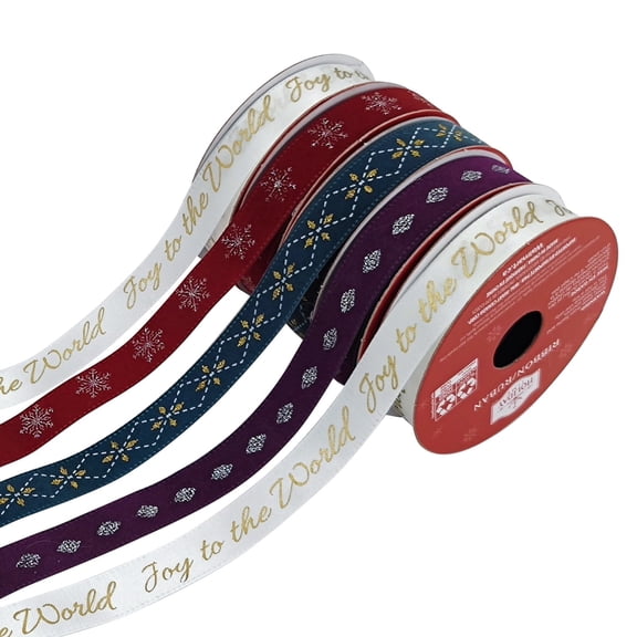 Multicolor Christmas Ribbon Set, 0.62" x 9', 6 Count, by Holiday Time