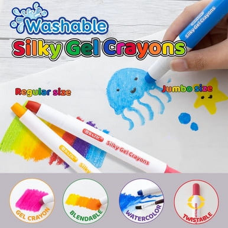 BAZIC Silky Gel Crayons 12 Color, Washable Blendable Watercolor Crayon (12/Pack), 72-Packs