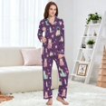 thumbnail image 4 of FORMRS Womens Pajama Set Long Sleeve Top and Pants with Pockets Soft Comfy Lounge Sleepwear, Sizes S-2XL, Purple Space Cat Pattern, 4 of 7