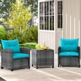 thumbnail image 4 of Costway 5 Piece Patio Rattan Furniture with 2 Ottomans & Tempered Glass Coffee Table Turquoise + Mix Gray, 4 of 10
