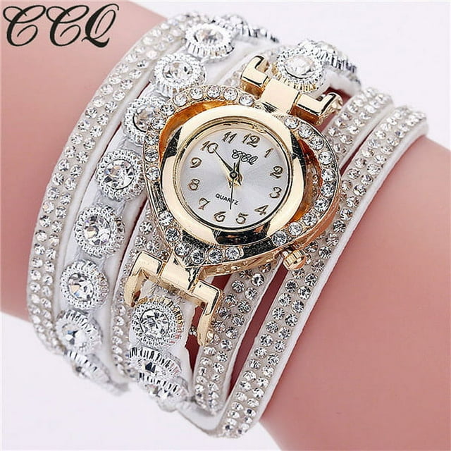 Pulseras para mujer, regalos para mujer CCQ Reloj de pulsera analógico de cuarzo con esfera de cristal y diamantes de imitación vintage para mujer