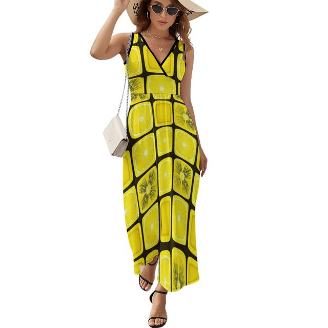 Vestido Largo Sin Mangas Para Mujer, Delicious Lemon Traje Informal Para Cumpleaños, Verano