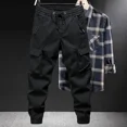 thumbnail image 4 of Pantalones Hombre Moto Invierno Negro Cargo Pantalones para Hombre Biker Forrado Polar Nailon Emo Moda Talla Grande Alta Calidad Diseñador, 4 of 4