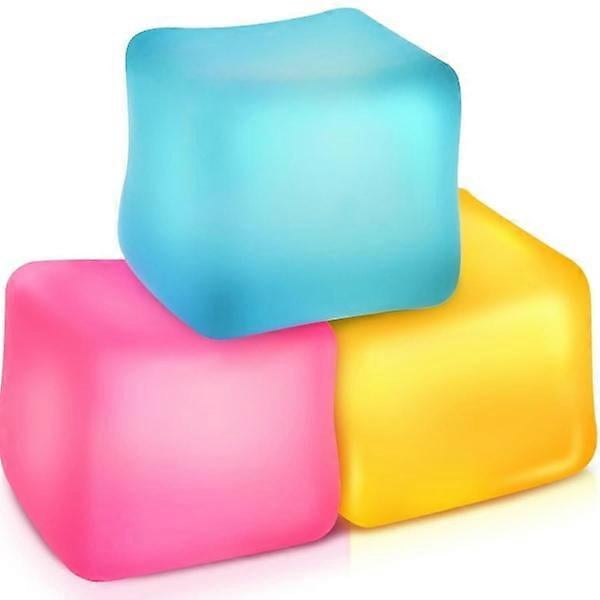 3-pack Schylling Nice Cube NeeDoh Stressboll - Sensoriska Leksaker, Ångest & Stressavlastning (gul, blå, rosa)