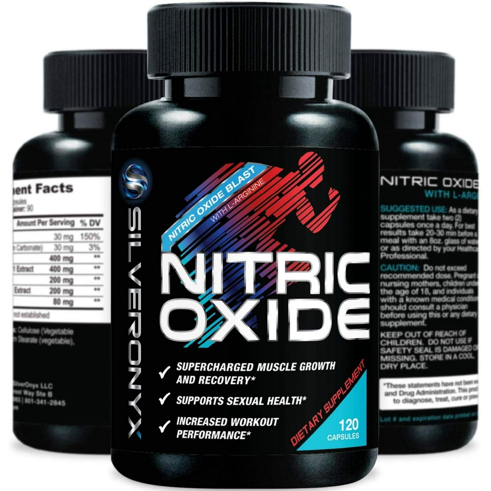 SilverOnyx Extra Strength Nitric Oxide Supplement L Arginine, 1300mg, 120 Ct