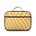 thumbnail image 2 of Orange and Cream Wavy Checkered Insulated Lunch Bag Teens,Bento School Lunch Bag for Teens for Work,Picnic or Travel 10.6x7.7x4.3 Inches,12 Can Capacity, 2 of 6