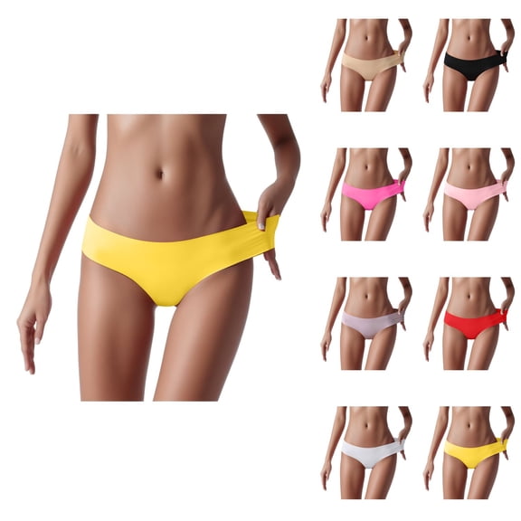 Breathable Ice Silk Women's Underwear – Solid Color Midwaist Cheeky Panties with Tummy Control, Soft No-Show Eversoft Design