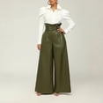thumbnail image 4 of DHFJKG High Waist Wide Leg Pants For Women Fashion Trousers Metallic Glossy Night Out Comfortable Belted Trendy Trousers, 4 of 8