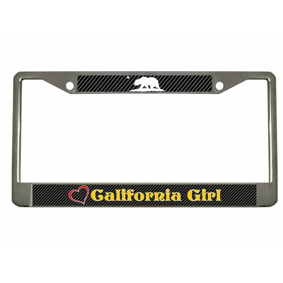 California Girl Style Metal License Plate Frame Personalized/Car Accessories Car Tag Holder Cover Carbon (Chrome/Carbon/Yellow)