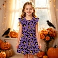 thumbnail image 2 of Gunia Toddler Girls Nightgowns Pjs For Girls Halloween Flutter Sleeve Nightgown Summer Casual Cartoon Digital Print Dress Night Gowns Sleepwear Purple 4-5 Years, 2 of 5