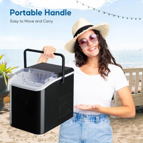 Nugget Ice Maker Countertop, Portable Ice Makers with Soft Chewable Ice, 26.5lbs/24H, Pebble Ice Maker Machine with Basket and Scoop, for Home Kitchen Office