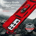 thumbnail image 5 of for Samsung Galaxy S21 Ultra Case with Camera Lens Cover HD Screen Protector, Military-Grade Drop Tested Magnetic Ring Holder Kickstand Protective Phone Case for Samsung Galaxy S21 Ultra 5G (Red), 5 of 17