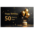 thumbnail image 2 of Golden 50th Birthday Celebration Banner Backdrop Party Decorations Happy Birthday Cheers to 50 Years Photography Props Birthday Party Decor Background, 2 of 3