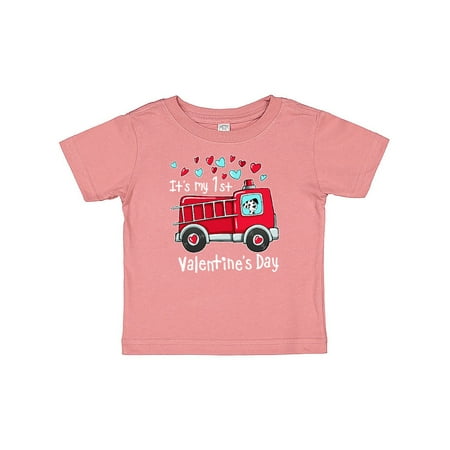 

Inktastic It s My 1st Valentine s Day Fire Truck with Cute Dalmatian Gift Baby Boy or Baby Girl T-Shirt