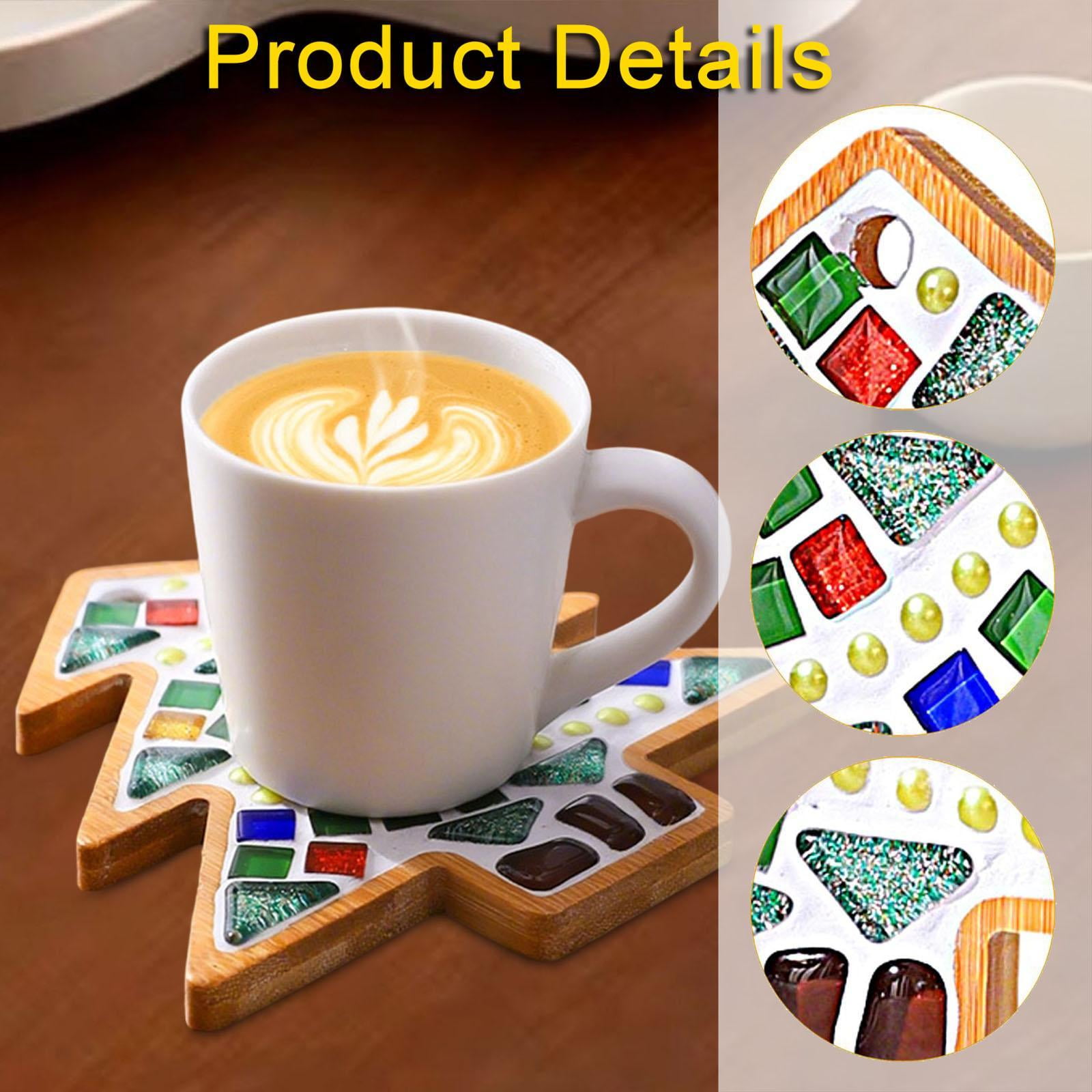 Mosaic Coaster Craft Kit DIY Tiles Handmade Christmas Tree Design for Kids and Adults Holiday Home Decor