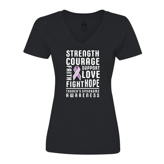 Inktastic Turners Syndrome Awareness Strength Courage Support Women's V-Neck T-Shirt