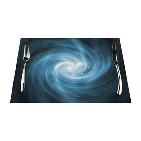 

PUREYAH Table Placemats Set of 1 Washable Heat Resistant Fractal Blue Swirl Table Decorations Placemats for Dining Room Kitchen