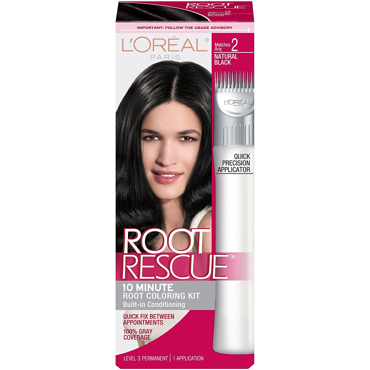 L'Oréal Paris Root Rescue Hair Color, 2 Natural Black, Quick Fix Between Appointments By Visit the LOreal Paris Store