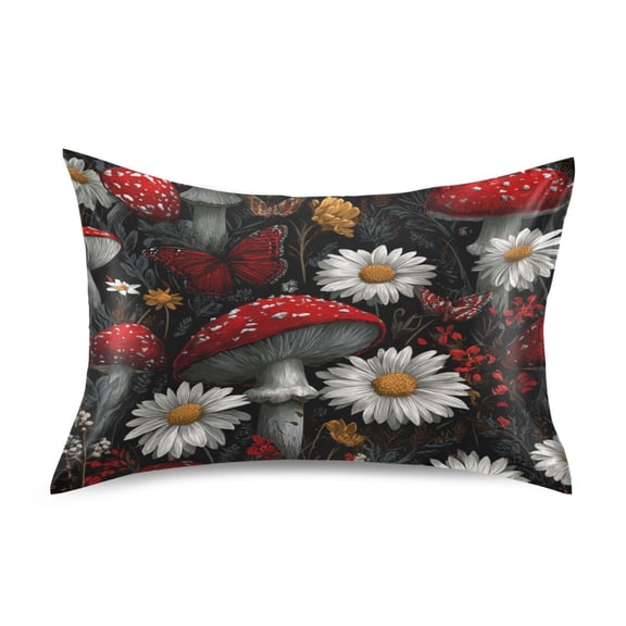 Satin Pillowcase Home Luxury Envelope Pillowcases Soft And Smooth Red Mushrooms Pure White Daisies