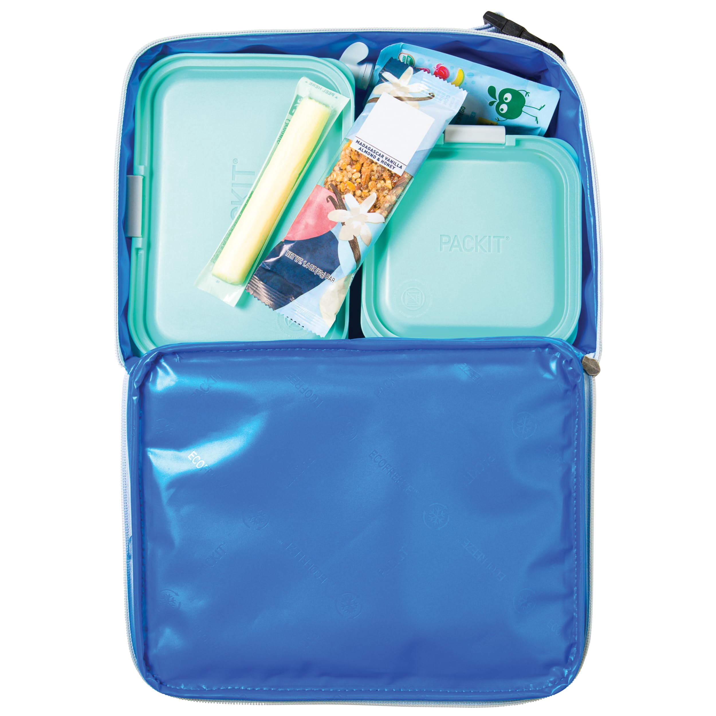 PackIt Freezable Classic Lunch Box Blue Sky Food BPA Free Non Toxic Polycanvas Reusable Lunch Boxes