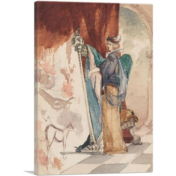 ARTCANVAS Lady Playing The Harp Canvas Art Print by James Abbott McNeill Whistler - Size: 26" x 18" (0.75" Deep)
