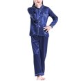 thumbnail image 4 of Gyratedream 3-14Y Child Girl Boy Silk Satin Button Down Long Sleeve Pajamas Set Sleepwear, 4 of 10