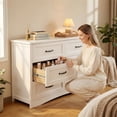 thumbnail image 5 of Lofka 6 Drawer Dresser for Bedroom, White Modern Double Chest of Drawers, Anti-Tip Safety Storage Dresser with Metal Handles, Wood Organizer for Guest Room Small Apartment, 5 of 11