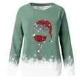 thumbnail image 4 of Gibobby Sudaderas para mujer navidad Sudadera con estampado navideño para mujer, sombrero de cristal, sudadera de manga larga, blusa informal, de temperamento(Verde,M), 4 of 5