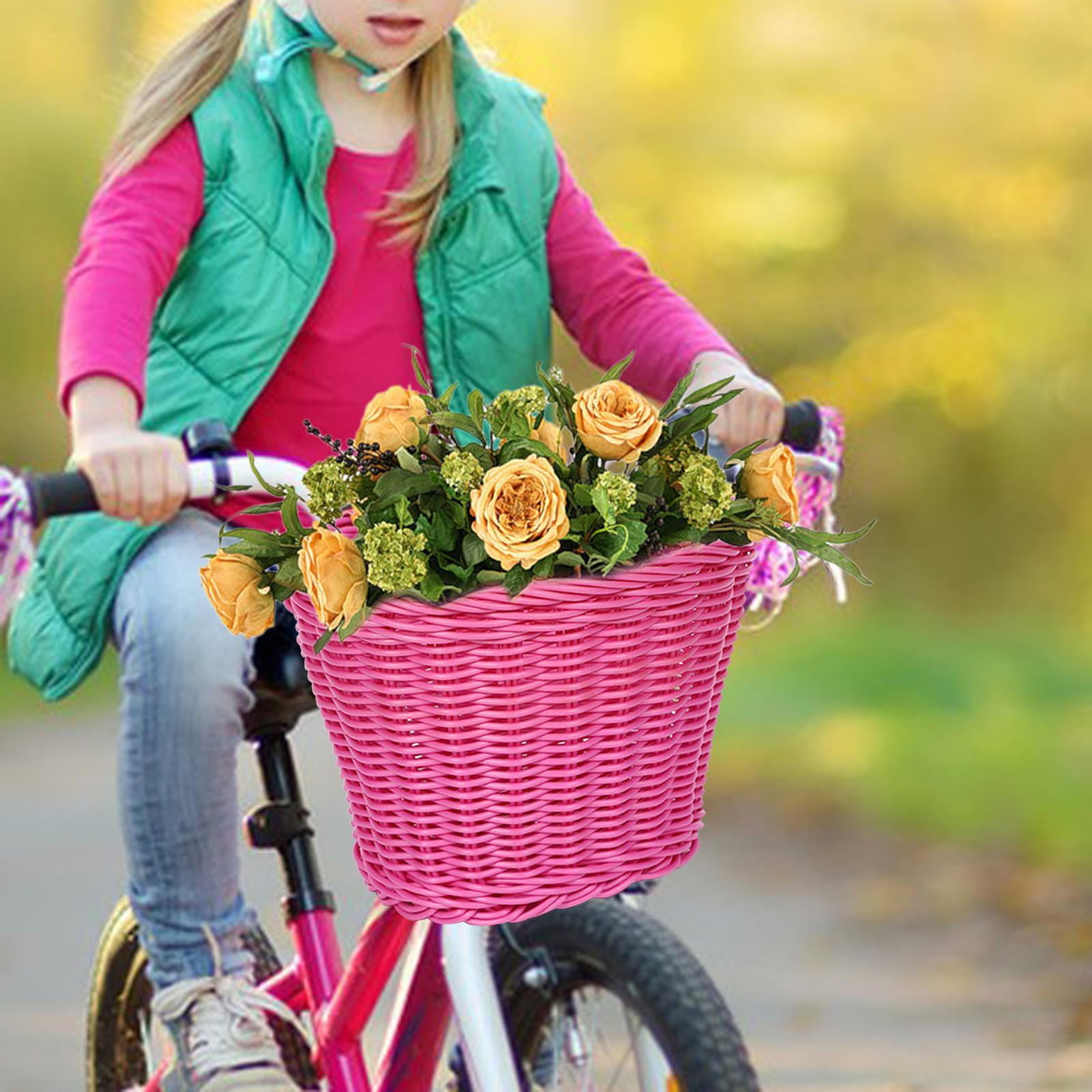 Kids Handlebar Bike Basket Imitation Rattan Detachable Basket Container for Children Balance