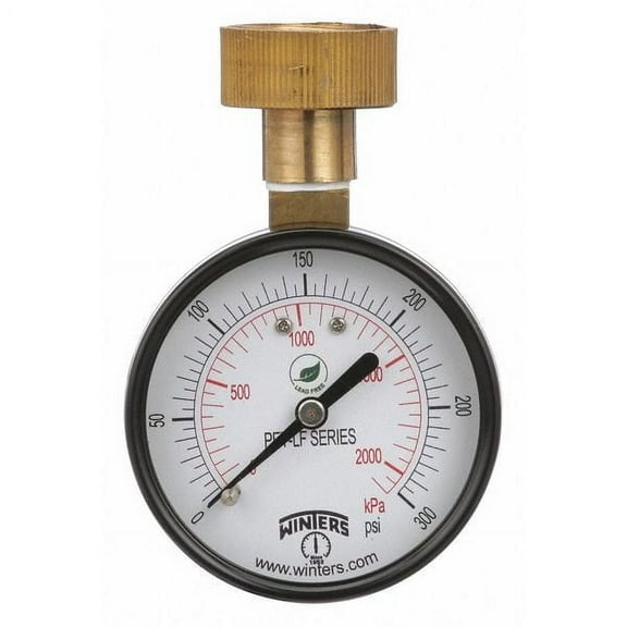 Winters Water Test Gauge, 2.5 in.,0 to 300 psi PETW217LF