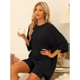 thumbnail image 2 of DARING DIVA Women's 2-Piece Plus Size Workout T-Shirt with Biker Shorts Set L Black, 2 of 7