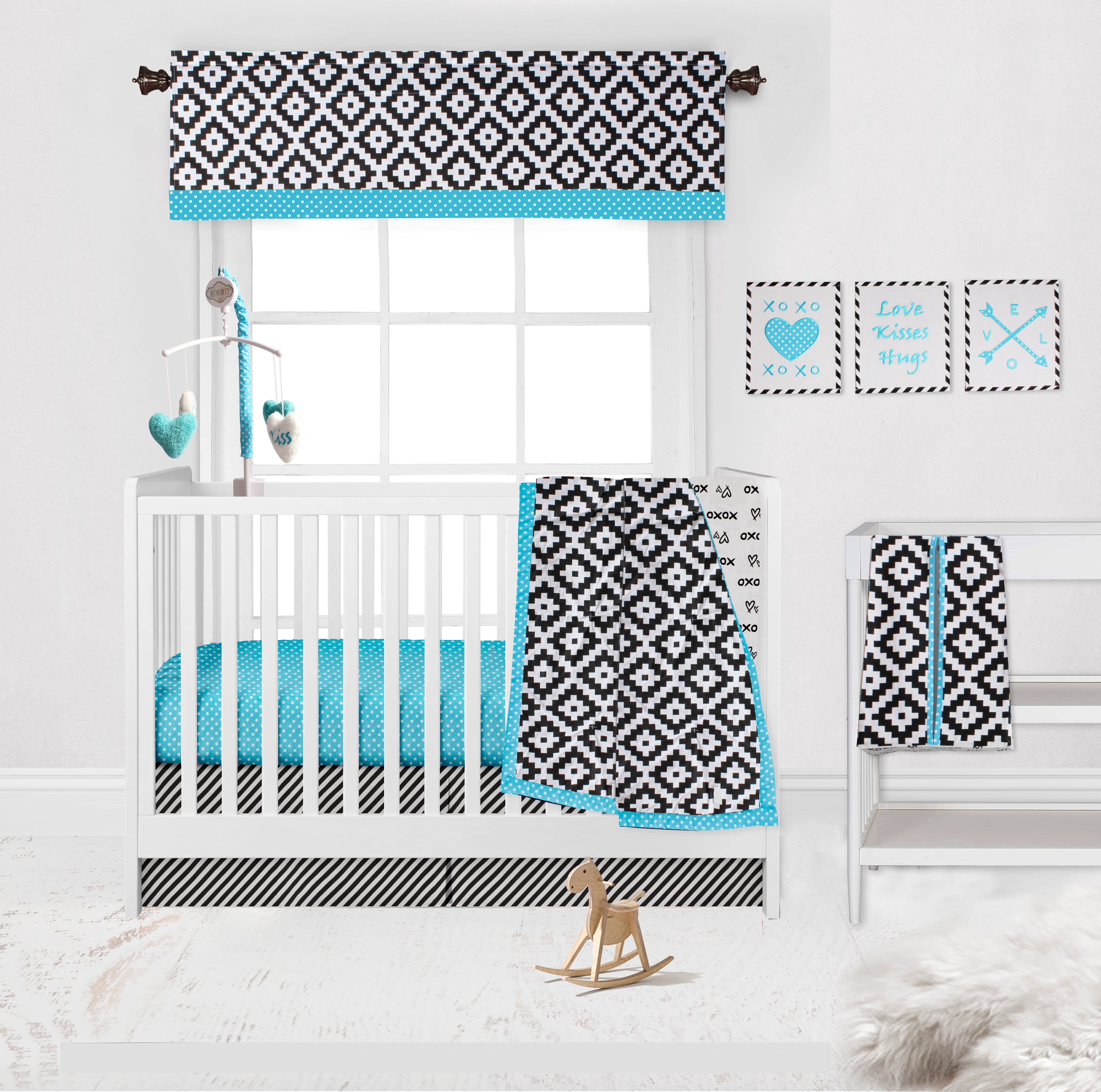 Bacati - Aztec Love Black/Turquoise Musical Baby Crib Mobile