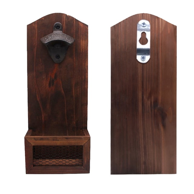 Abrebotellas montado en la pared Receptor de tapa de vino Abridor de barra de cocina de madera de hierro fundido para el hogar Kearding HA6628-00B