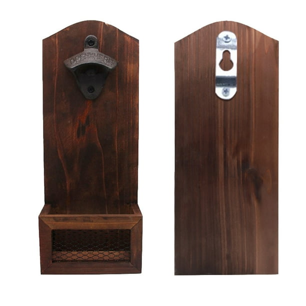 Abrebotellas montado en la pared Receptor de tapa de vino Abridor de barra de cocina de madera de hierro fundido para el hogar Inevent HA6628-00B
