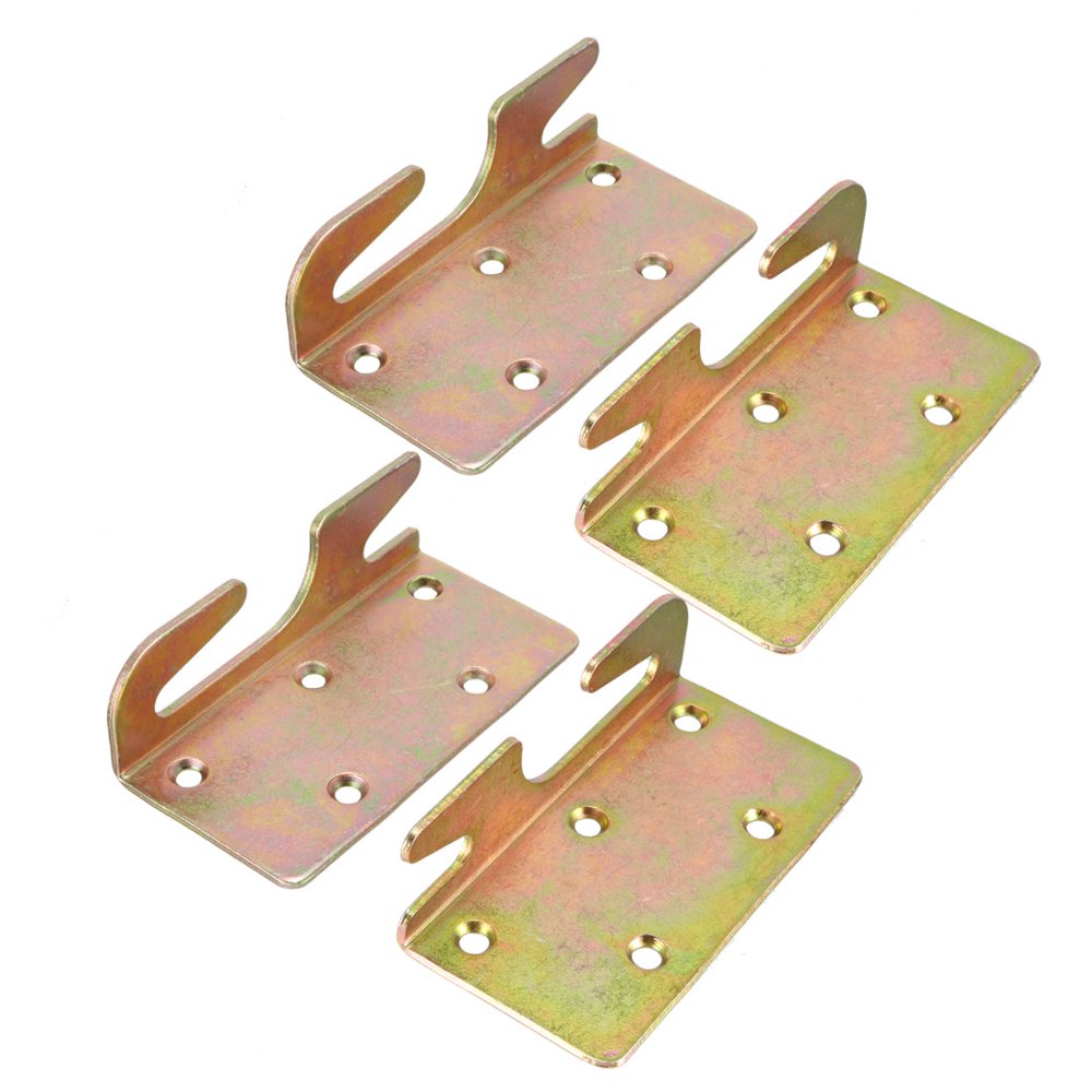 Unique Bargains 96mmx47mm Screw Fixed Bed Hinge Rail Brackets