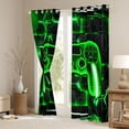 thumbnail image 3 of Feelyou Cartoon Green Gamepad Curtains Pack of 2 (42x84 Each) for Kids, Neon Square Honeycomb Curtains Blackout, Modern Video Gamer Bedroom Curtains, Blackout Curtains Room Decor, 3 of 6